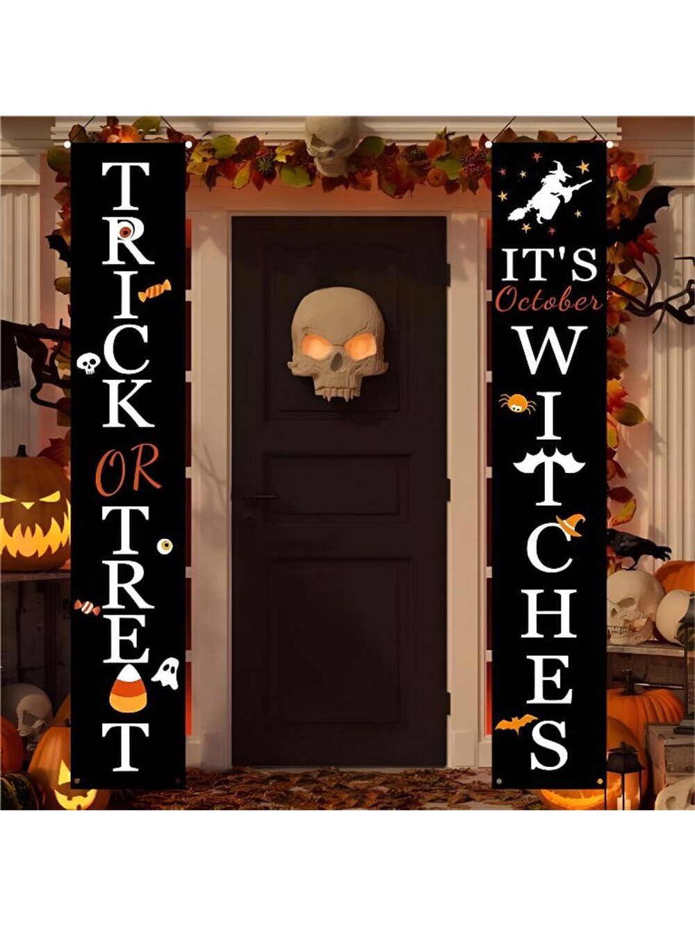 Halloween Decorations, Trick or Treat & It's October Witches Porch